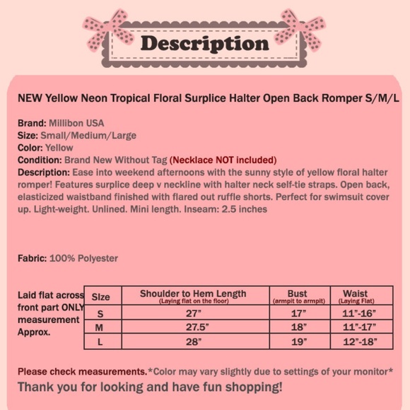 Yellow Tropical Floral Open Back Halter Romper - Picture 8 of 8